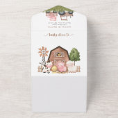 Farm Animals, Cute Animals, Barn, First Birthday All In One Einladung (Außenbereich)