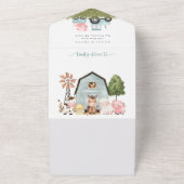 Farm Animals, Cute Animals, Barn, First Birthday All In One Einladung (Außenbereich)