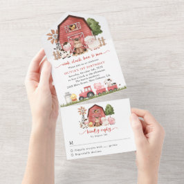 Farm Animals, Cute Animals, Barn, First Birthday All In One Einladung