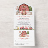 Farm Animals, Cute Animals, Barn, First Birthday All In One Einladung (Innen Boden)
