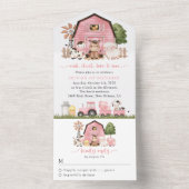 Farm Animals, Cute Animals, Barn, First Birthday All In One Einladung (Innen Boden)