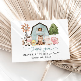 Farm Animals, Cute Animals, Barn, First Birthday Dankeskarte