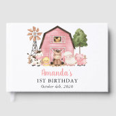 Farm Animals, Cute Animals, Barn, First Birthday Gästebuch (Vorderseite)
