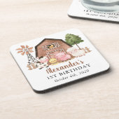 Farm Animals, Cute Animals, Barn, First Birthday Getränkeuntersetzer (Linke Seite)