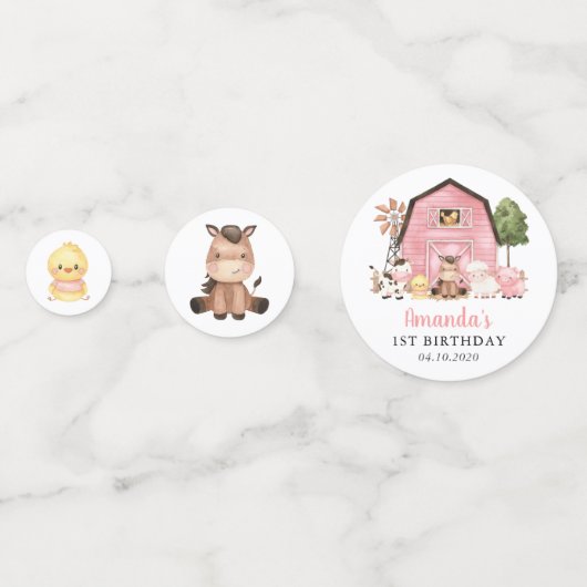 Farm Animals, Cute Animals, Barn, First Birthday Konfetti (Vorderseiten)