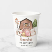 Farm Animals, Cute Animals, Barn, First Birthday Pappbecher (Rückseite)