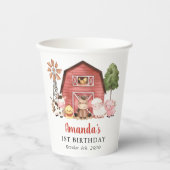 Farm Animals, Cute Animals, Barn, First Birthday Pappbecher (Vorderseite)