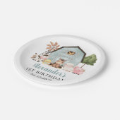 Farm Animals, Cute Animals, Barn, First Birthday Pappteller (Schrägansicht)