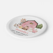 Farm Animals, Cute Animals, Barn, First Birthday Pappteller (Schrägansicht)