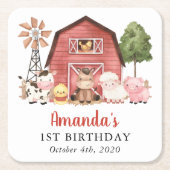 Farm Animals, Cute Animals, Barn, First Birthday Rechteckiger Pappuntersetzer (Vorderseite)