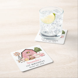 Farm Animals, Cute Animals, Barn, First Birthday Rechteckiger Pappuntersetzer