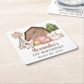 Farm Animals, Cute Animals, Barn, First Birthday Rechteckiger Pappuntersetzer (angewinkelt)