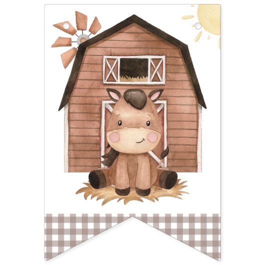 Farm Animals, Cute Animals, Barn, First Birthday Wimpelkette (Erste Fahne)