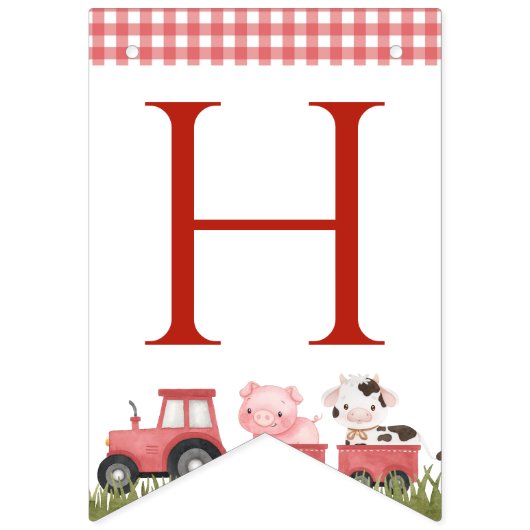 Farm Animals, Cute Animals, Barn, First Birthday Wimpelkette (Zweite Fahne)