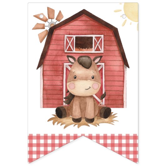 Farm Animals, Cute Animals, Barn, First Birthday Wimpelkette (Erste Fahne)