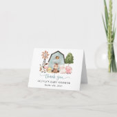 Farm Animals, Cute Animals, Blue Barn, Baby Shower Dankeskarte (Vorderseite)
