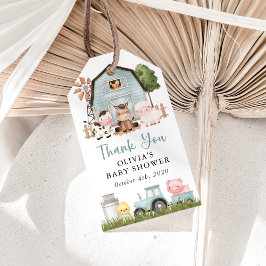 Farm Animals, Cute Animals, Blue Barn, Baby Shower Geschenkanhänger