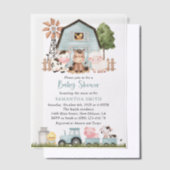 Farm Animals, Cute Animals, Blue Barn, Baby Shower Pergament Einladungen (Versetzt)