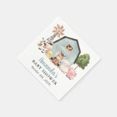 Farm Animals, Cute Animals, Blue Barn, Baby Shower Serviette (Ecke)