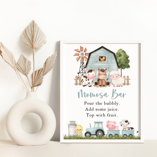 Farm Animals, Cute Animals, Blue Barn, Momosa Bar Poster
