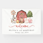 Farm Animals, Cute Animals, First Birthday Welcome Banner (Horizontal)