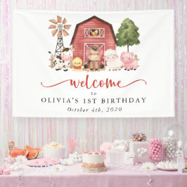 Farm Animals, Cute Animals, First Birthday Welcome Banner