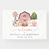 Farm Animals, Cute Animals, First Birthday Welcome Banner (Horizontal)