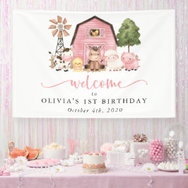 Farm Animals, Cute Animals, First Birthday Welcome Banner