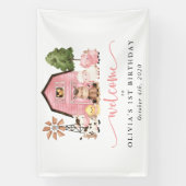 Farm Animals, Cute Animals, First Birthday Welcome Banner (Vertikal)