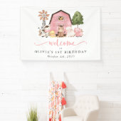 Farm Animals, Cute Animals, First Birthday Welcome Banner (InSitu)