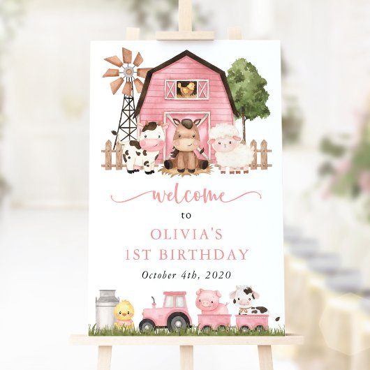Farm Animals, Cute Animals, First Birthday Welcome Poster