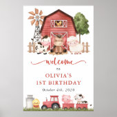 Farm Animals, Cute Animals, First Birthday Welcome Poster (Vorne)