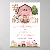 Farm Animals, Cute Animals, First Birthday Welcome Poster (Vorne)