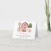 Farm Animals, Cute Animals, Pink Barn, Baby Shower Dankeskarte (Vorderseite)