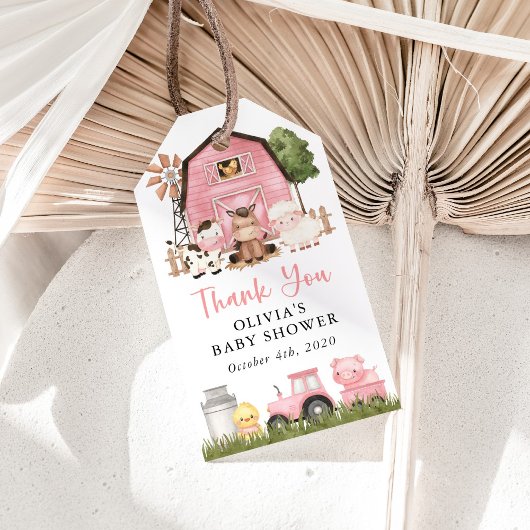 Farm Animals, Cute Animals, Pink Barn, Baby Shower Geschenkanhänger