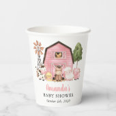 Farm Animals, Cute Animals, Pink Barn, Baby Shower Pappbecher (Rückseite)