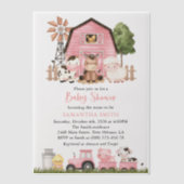 Farm Animals, Cute Animals, Pink Barn, Baby Shower Pergament Einladungen (Vorderseite)