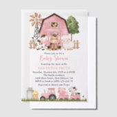 Farm Animals, Cute Animals, Pink Barn, Baby Shower Pergament Einladungen (Versetzt)