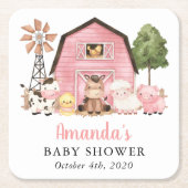 Farm Animals, Cute Animals, Pink Barn, Baby Shower Rechteckiger Pappuntersetzer (Vorderseite)