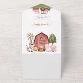 Farm Animals, Cute Animals, Red Barn, Baby Shower All In One Einladung (Außenbereich)