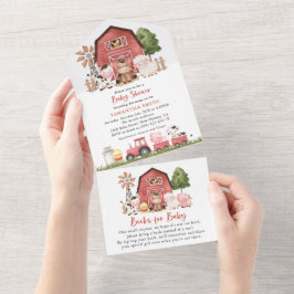 Farm Animals, Cute Animals, Red Barn, Baby Shower All In One Einladung