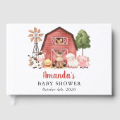 Farm Animals, Cute Animals, Red Barn, Baby Shower Gästebuch (Vorderseite)