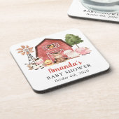 Farm Animals, Cute Animals, Red Barn, Baby Shower Getränkeuntersetzer (Linke Seite)
