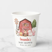Farm Animals, Cute Animals, Red Barn, Baby Shower Pappbecher (Vorderseite)