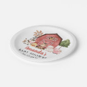 Farm Animals, Cute Animals, Red Barn, Baby Shower Pappteller (Schrägansicht)