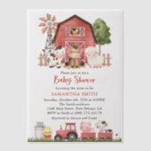 Farm Animals, Cute Animals, Red Barn, Baby Shower Pergament Einladungen (Vorderseite)