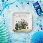 Farm Animals Green Tractor Birthday Pappteller (Party)