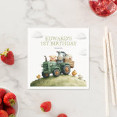 Farm Animals Green Tractor Birthday Serviette (Beispiel)