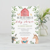 Farm Animals Greenery Baby Shower Invitation Einladung (Stehend Vorderseite)