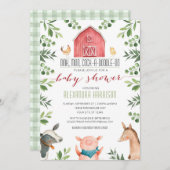 Farm Animals Greenery Baby Shower Invitation Einladung (Vorne/Hinten)